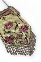 Antique Ivory & Magenta Metal Mesh Purse